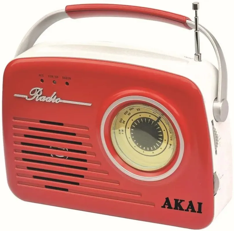 Rádio AKAI APR-11R RED, klasické, prenosné, AM a FM tuner, podpora MP3, výkon 2 W, vstup U