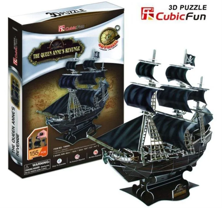 3D puzzle Cubicfun 3D puzzle Pirátska loď Queen Anne's Revenge 155 dielikov