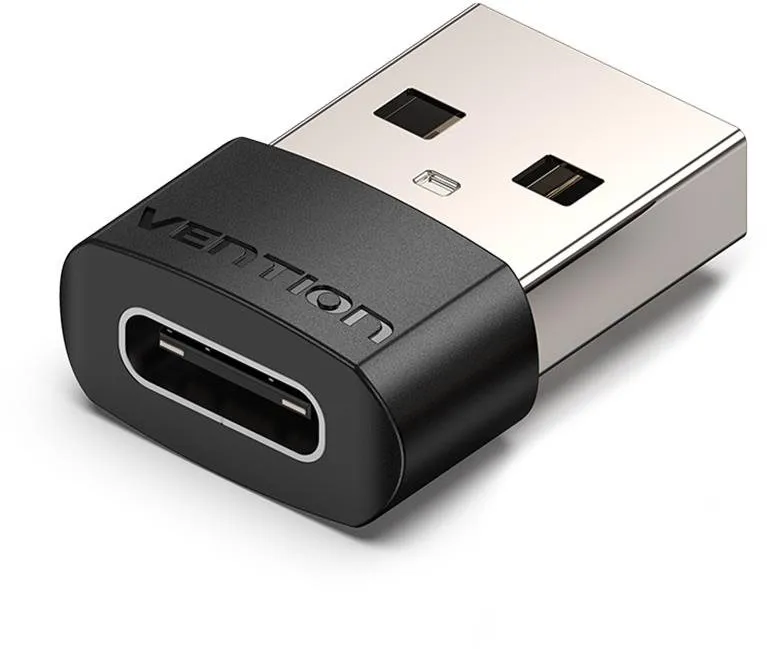 Redukcia Vention USB 2.0 (M) na USB-C (F) OTG Adapter Black PVC Type