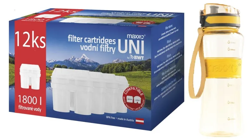 Filtračná patróna MAXX UNI filtre 12ks + športová fľaša