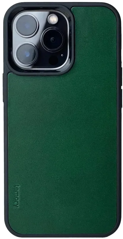 Kryt na mobil Lemory iPhone 14 Pre kožený kryt s podporou MagSafe tmavo zelená