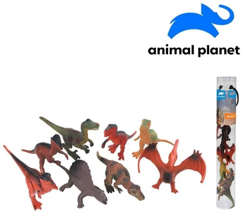 Figúrky Zvieratká v tube -dinosaure, 7 - 11 cm, mobilné aplikácie pre zobrazenie zvieratiek, 8 ks