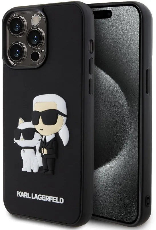 Kryt pre mobil Karl Lagerfeld 3D Rubber Karl and Choupette Zadný Kryt pre iPhone 15 Pro Max Black