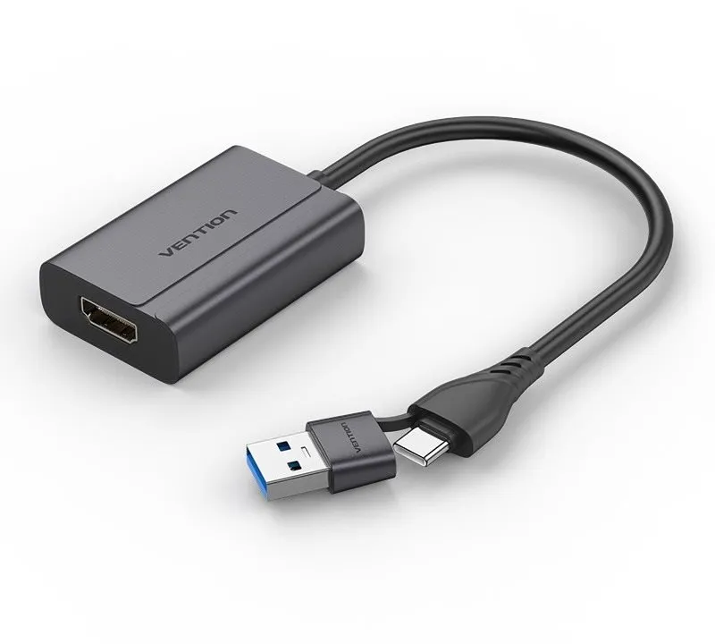Redukcia Vention USB-C a USB-A na HDMI Converter Gray Aluminium Alloy Type+I28