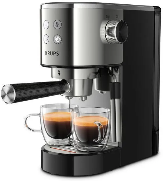 Pákový kávovar KRUPS XP442C11 Virtuoso Silver, tlak 15 bar, objem nádržky na vodu 1 l, prí