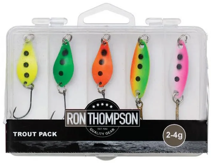 Ron Thompson Sada trblietok Trout Pack 1 2-4g 5ks + Lure Box