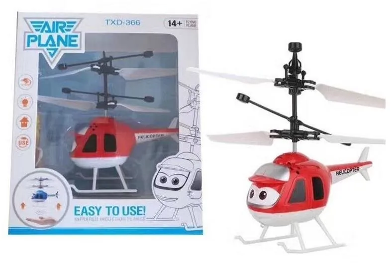 RC vrtuľník FM-Electrics Mini helikoptéra červená ovládaná pohybom ruky a diaľkovým ovládačom