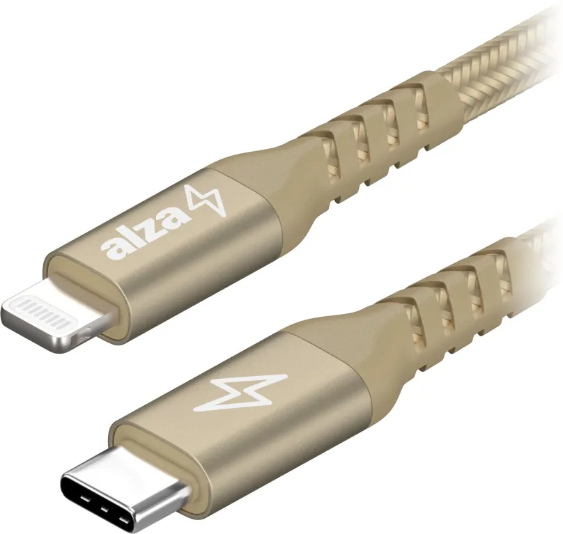 Dátový kábel AlzaPower Alucore USB-C to Lightning MFi 0.5m zlatý
