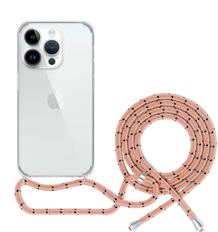 Kryt na mobil Epico transparentný kryt so šnúrkou pre iPhone 13 Pro - ružová