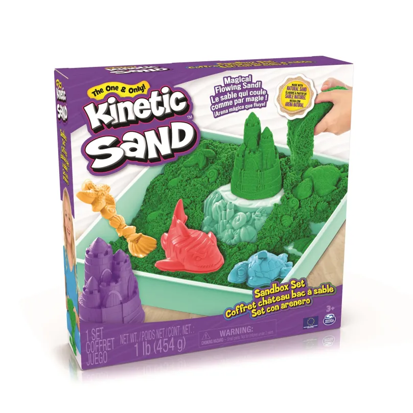 Kinetický piesok Kinetic Sand Krabica tekutého piesku s podložkou Zelená