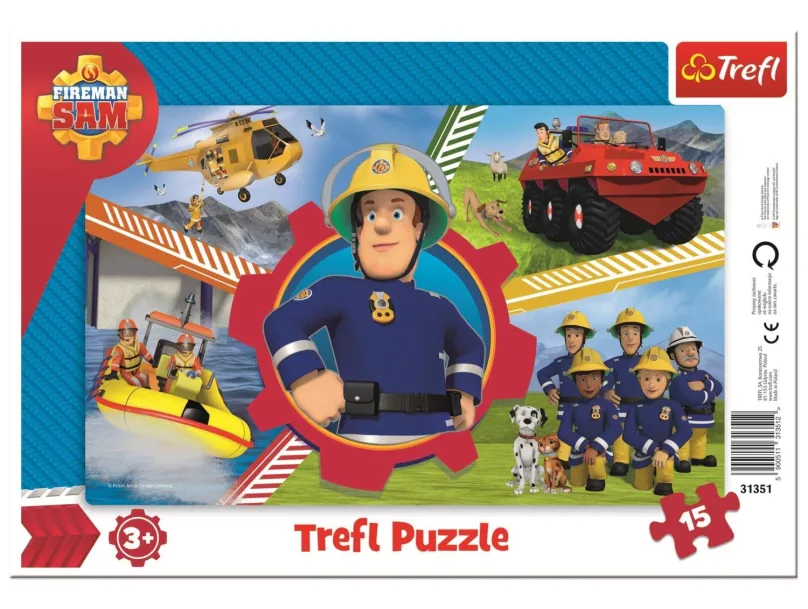 Puzzle Trefl Puzzle doskové Požiarnik Sam 15 dielikov