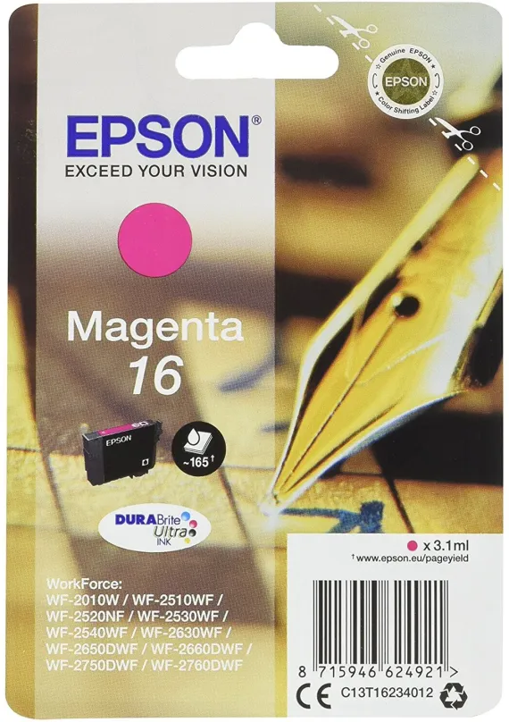 Cartridge Epson T1623 purpurová, pre tlačiareň Epson WorkForce WF-2010DW, WF-2510WF, WF-25