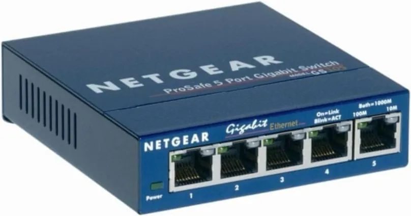 Switch Netgear GS105GE, desktop, 5x RJ-45, L2 a VLAN (virtual local area network), prenos