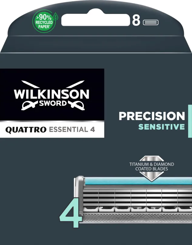 Pánske náhradné hlavice WILKINSON Quattro Essential Precision Sensitive náhradné hlavice 8 ks