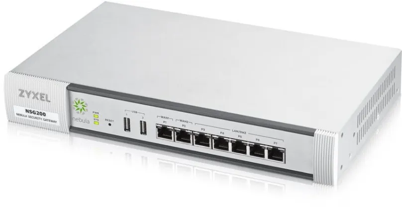 Firewall Zyxel NSG200, desktop, 7x RJ-45, 2x USB 2.0, VPN, rozmery 178 x 300 x 11 mm (VxŠx