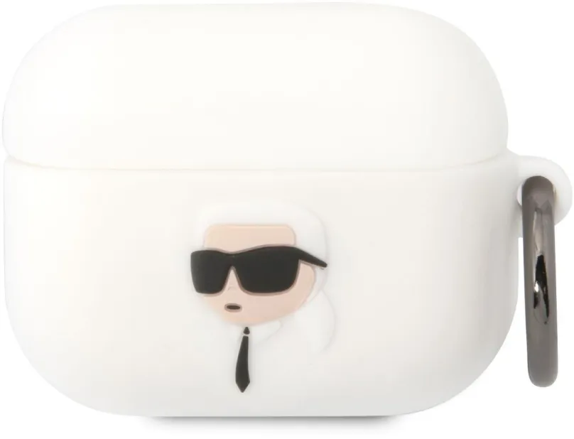 Puzdro na slúchadlá Karl Lagerfeld 3D Logo NFT Karl Head Silikónové Puzdro pre Airpods Pro White