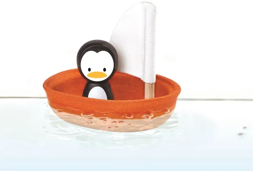 Hračka do vody PlanToys Plachetnica s tučniakom