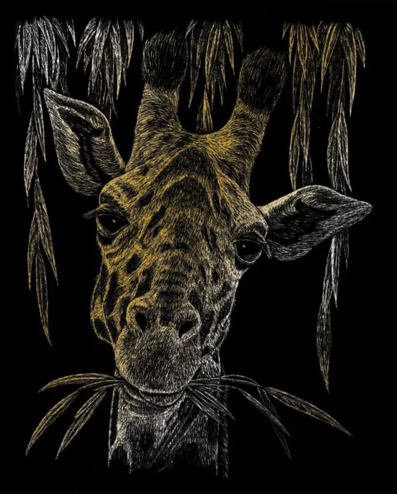 Zlatý škrabací obrázok Žirafa