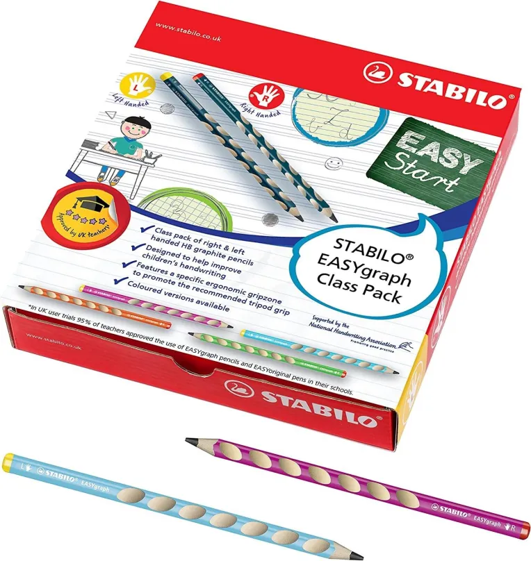 Grafitová ceruzka STABILO EASYgraph, 48 ks, HB, v rôznych farbách