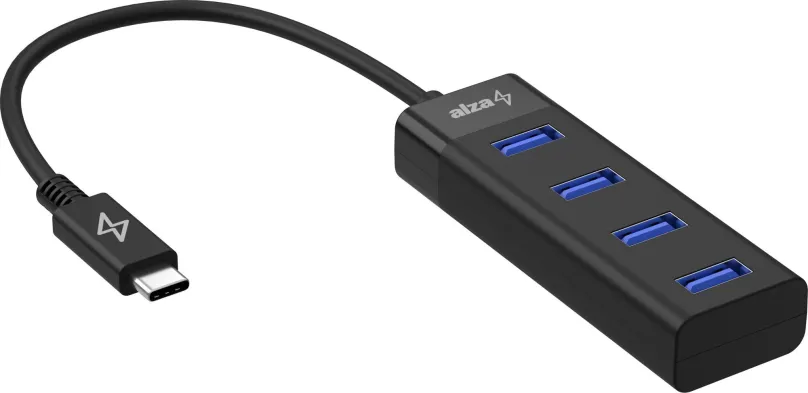 USB Hub AlzaPower Core USB-C (M) na 4× USB-A (F) čierna