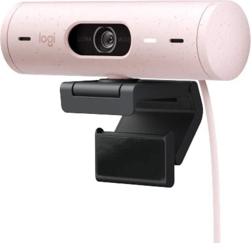 Webkamera Logitech Brio 500 - Rose, s rozlíšením Full HD (1920 x 1080 px), uhol záberu 90