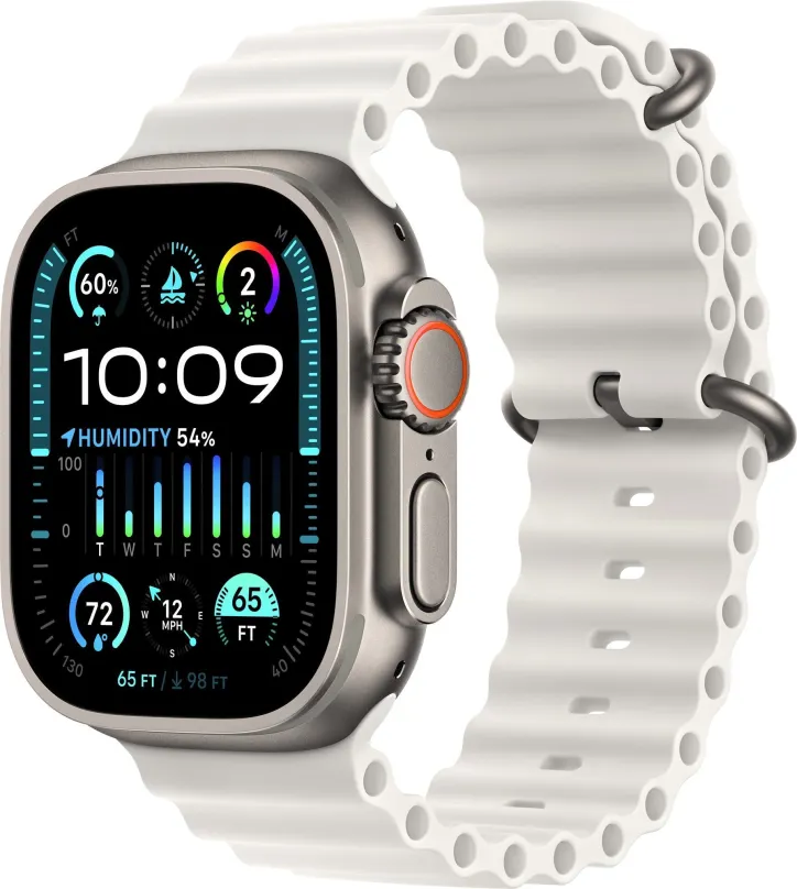 Chytré hodinky Apple Watch Ultra 2 49mm titánové púzdro s bielym oceánskym remienkom