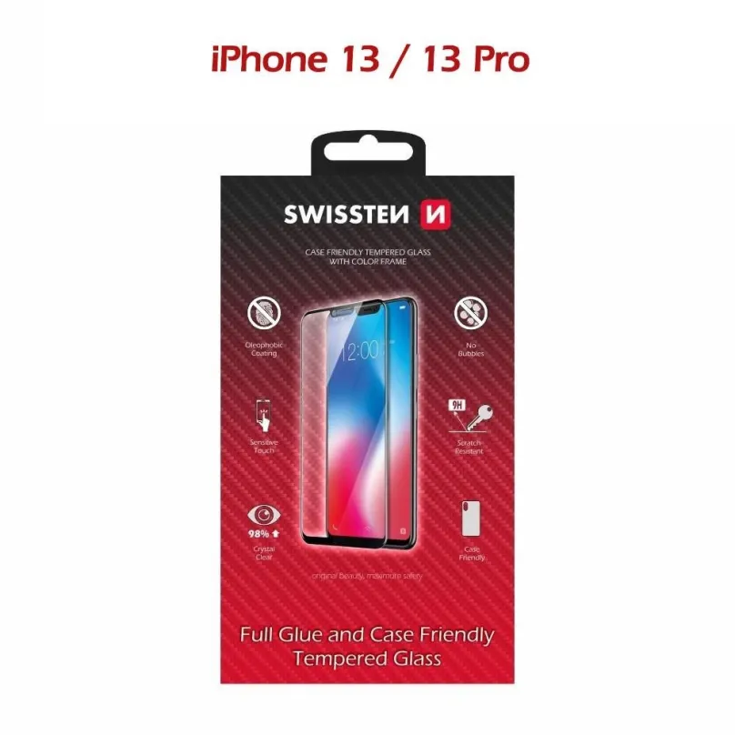 Ochranné sklo Swissten Case Friendly pre Apple iPhone 13 / 13 Pre čiernych