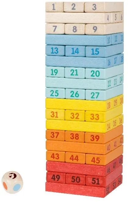 Učiaca veža Rappa hra drevená s číslami / Jenga 55 ks