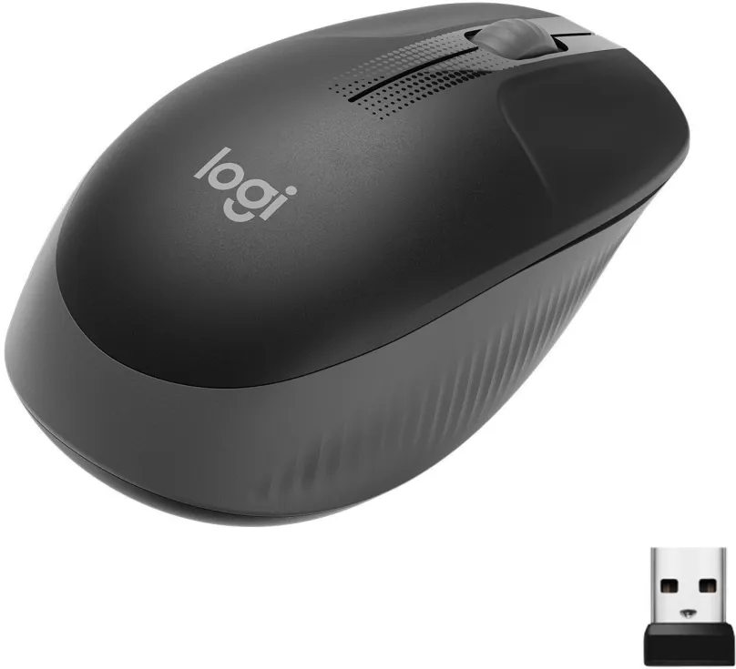 Myš Logitech Wireless Mouse M190, Charcoal, bezdrôtová, optická, symetrická, pripojenie sk