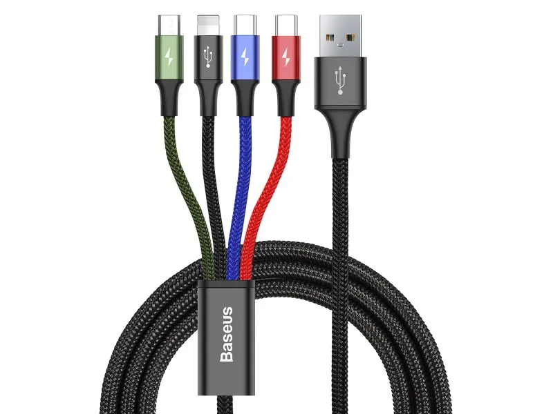 Baseus rýchly nabíjací / dátový kábel 4v1 Lightning + 2 * USB-C + Micro USB 3,5 A 1,2 m, čierny