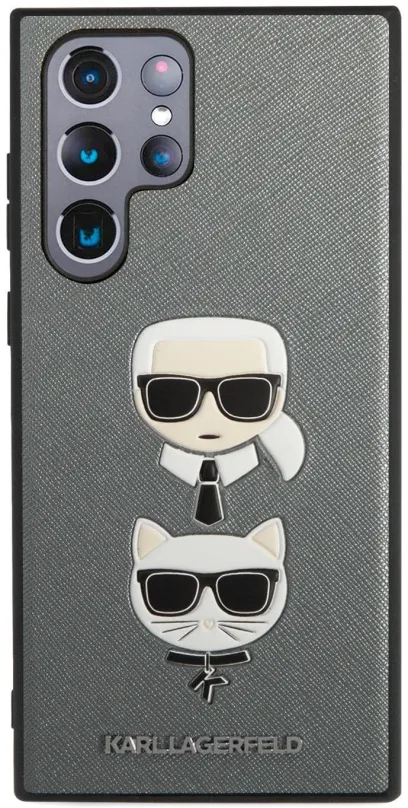 Kryt pre mobil Karl Lagerfeld Saffiano K&C Heads Kryt pre Samsung Galaxy S22 Ultra Silver