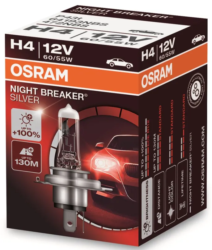 Autožiarovka OSRAM H4 Night Breaker SILVER + 100%