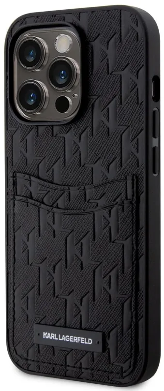 Kryt na mobil Karl Lagerfeld Saffiano Monogram Card Slot Zadný Kryt pre iPhone 13 Pro Black