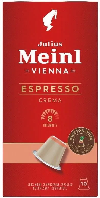 Kávové kapsule Julius Meinl Nespresso kompostovateľné kapsule Espresso Crema (10x 5.6 g/box)