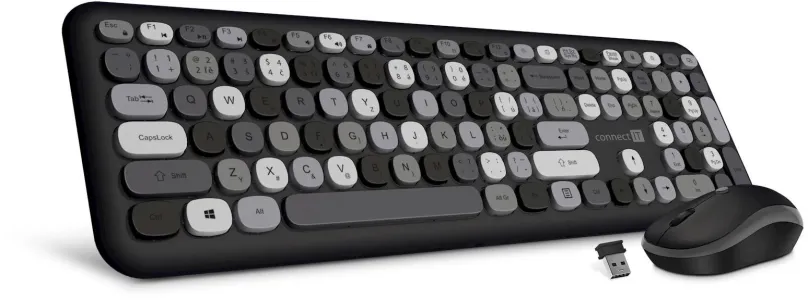 Set klávesnice a myši CONNECT IT Fashion combo, čierno-šedá, CZ + SK