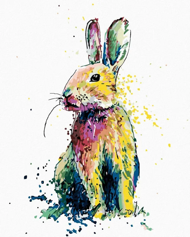 Maľovanie podľa čísel Farebný králik, 80x100 cm, bez rámu a bez vypnutia plátna