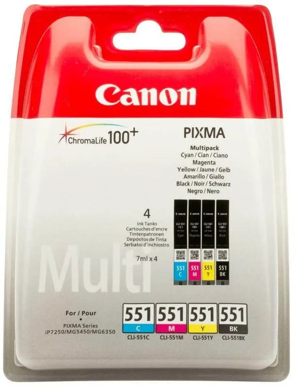 Cartridge Canon CLI-551 Multipack, pre tlačiarne Canon PIXMA iP7250, iP8750, iX6850, MG545