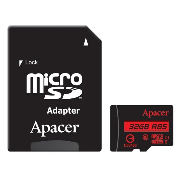 Apacer pamäťová karta Secure Digital Card V10, 32GB, micro SDHC, AP32GMCSH10U5-R, UHS-I U1 (Class 10), s adaptérom