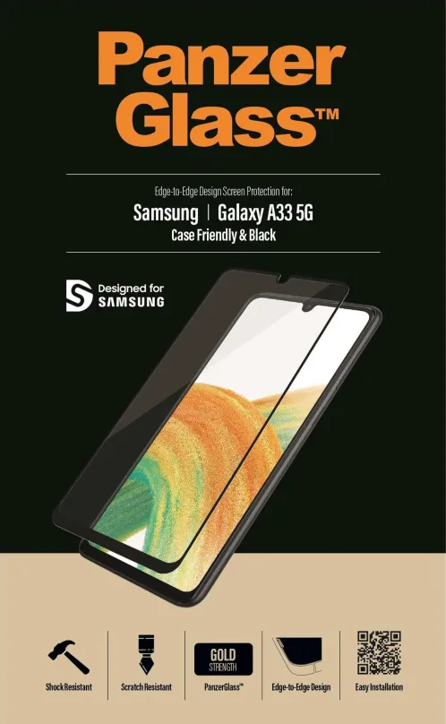 Ochranné sklo PanzerGlass Samsung Galaxy A33 5G, pre Samsung Galaxy A33 5G, zaoblenie 2.5D