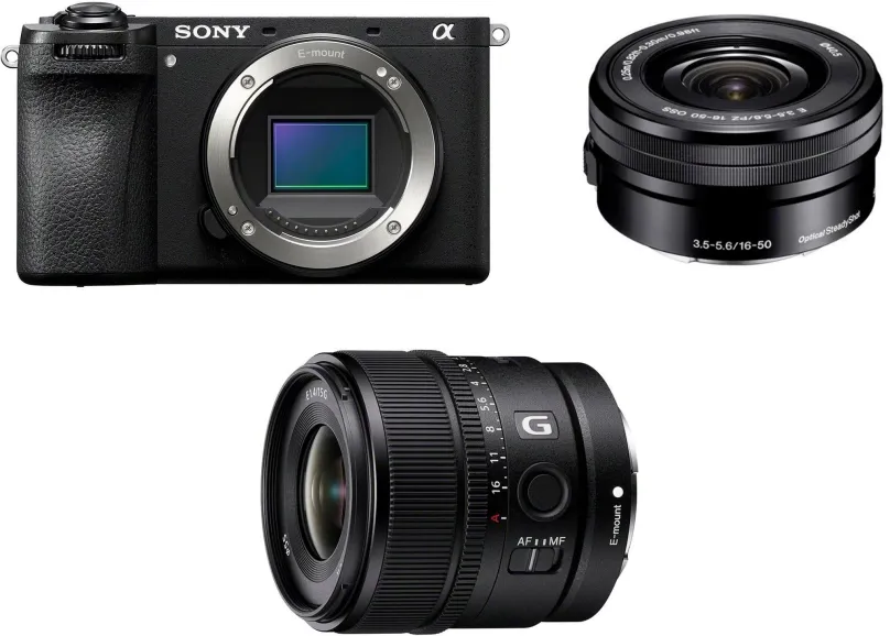 Set Sony Alpha A6700 + E PZ 16-50 mm f/3,5-5,6 + Sony E 15 mm F1.4 G