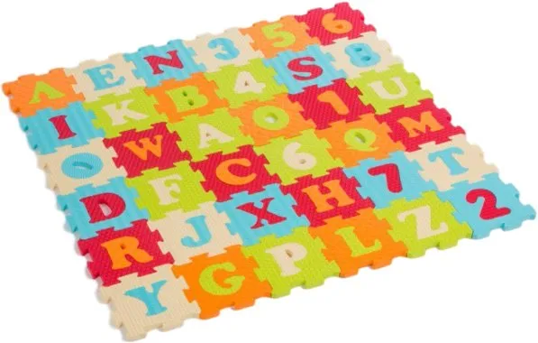 Penové puzzle Ludi 90x90cm Písmená a čísla