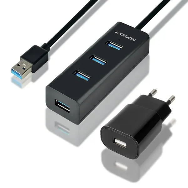 USB Hub AXAGON HUE-S2BP 4-Port USB 3.0 CHARGING húb, pripojenie pomocou USB 3.2 Gen 1 (USB
