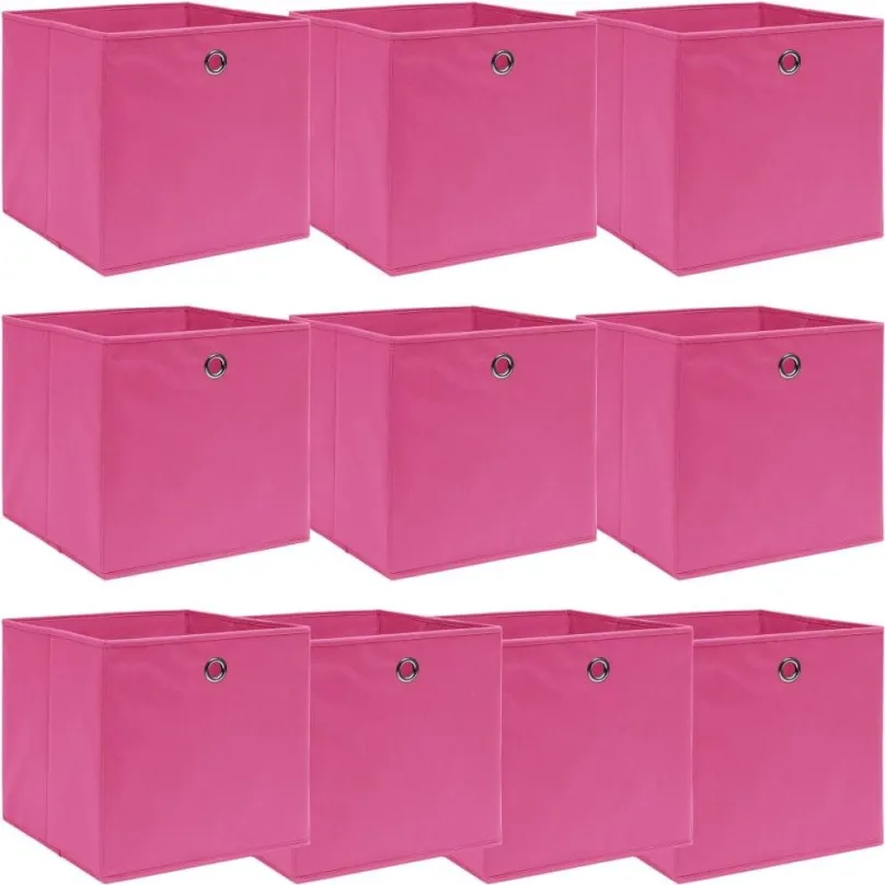 Úložný box Úložné boxy 10 ks ružové 32 x 32 x 32 cm textil