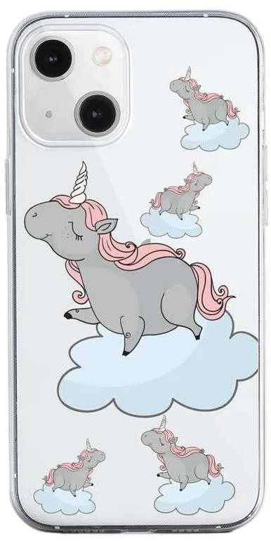 Kryt na mobil TopQ iPhone 13 mini silikón Grey Unicorns 64708