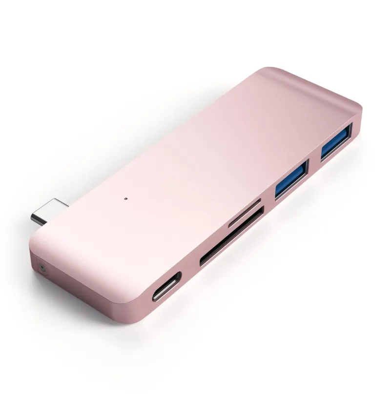 Replikátor portov Satechi Aluminium Type-C Passthrough USB Hub (3x USB 3.0, MicroSD) - Rose Gold