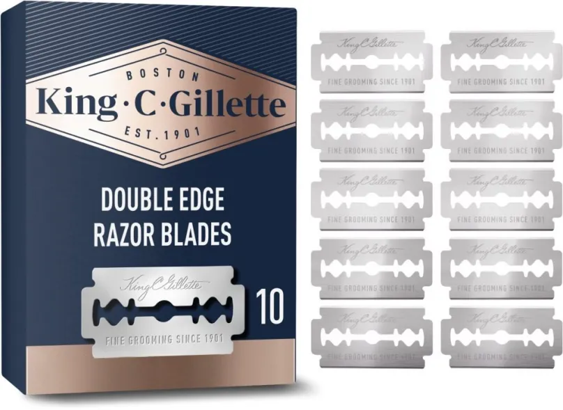 Žiletky KING C. GILLETTE Double Edge 10 ks, pre precízne tvarovanie fúzov, kotliet a línií