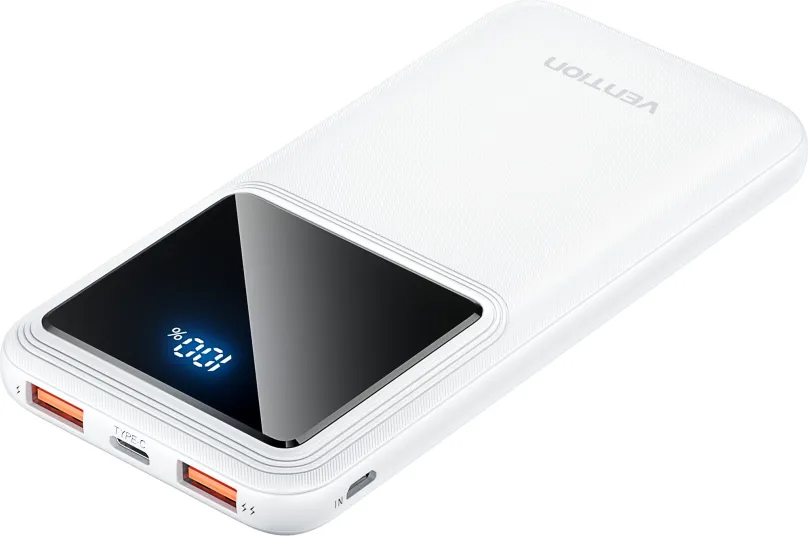 Powerbanka Vention 10000mAh 22.5W Portable Power Bank White, 10000mAh - celkový výkon 22,