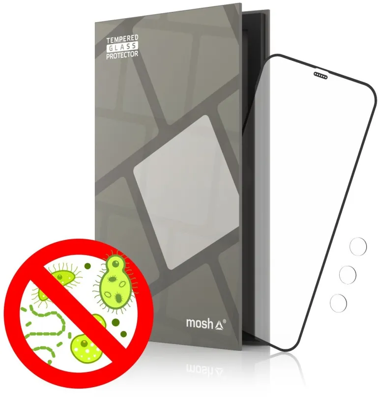 Ochranné sklo Tempered Glass Protector Antibacterial pre iPhone 12 Pre Max, Čierne + sklo na kameru