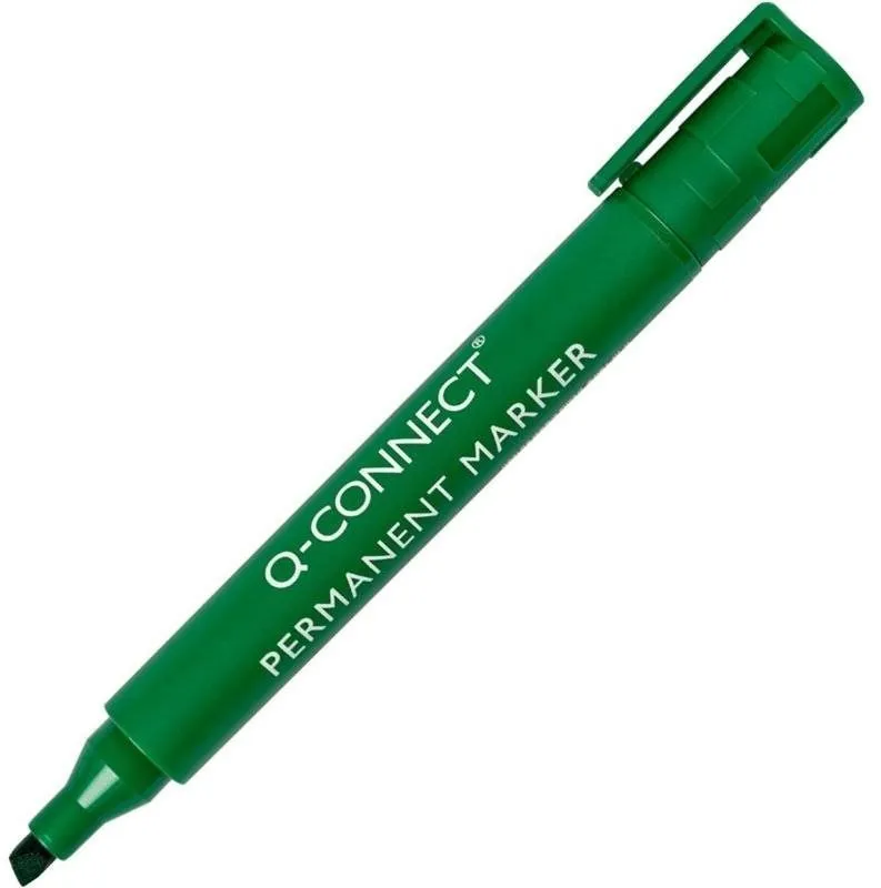Popisovač Q-CONNECT PM-C 3-5 mm, zelený, zelená farba, skosený hrot, šírka stopy 3 mm