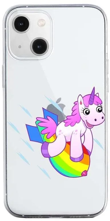 Kryt na mobil TopQ iPhone 13 silikón Flying Unicorn 64670